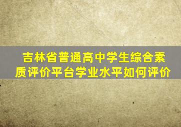 吉林省普通高中学生综合素质评价平台学业水平如何评价