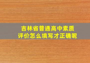 吉林省普通高中素质评价怎么填写才正确呢