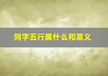 同字五行属什么和意义