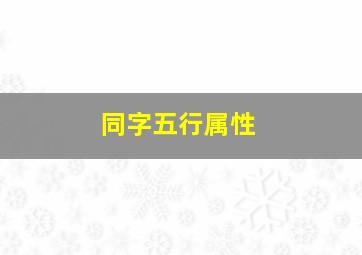 同字五行属性