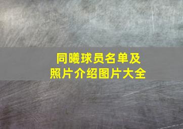 同曦球员名单及照片介绍图片大全