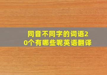 同音不同字的词语20个有哪些呢英语翻译