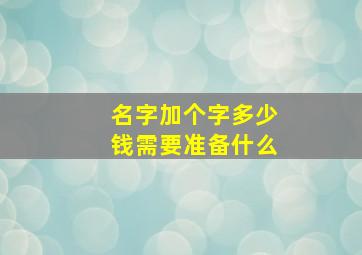 名字加个字多少钱需要准备什么