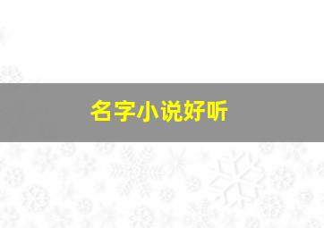 名字小说好听