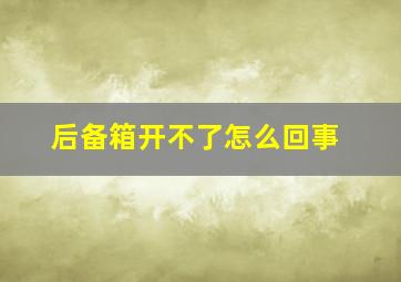 后备箱开不了怎么回事