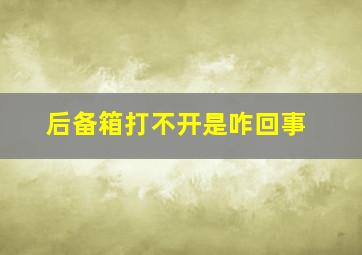 后备箱打不开是咋回事