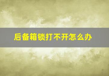 后备箱锁打不开怎么办