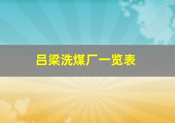 吕梁洗煤厂一览表