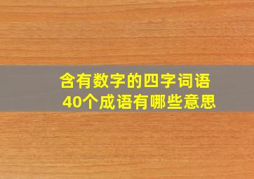 含有数字的四字词语40个成语有哪些意思