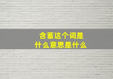 含蓄这个词是什么意思是什么