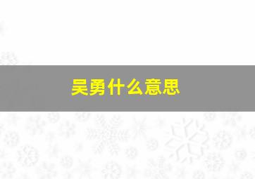 吴勇什么意思