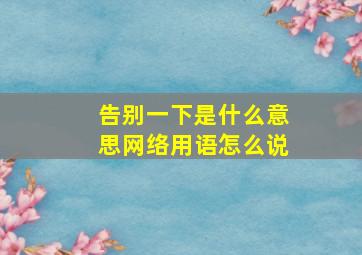 告别一下是什么意思网络用语怎么说