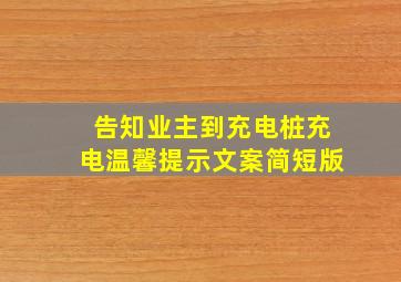 告知业主到充电桩充电温馨提示文案简短版