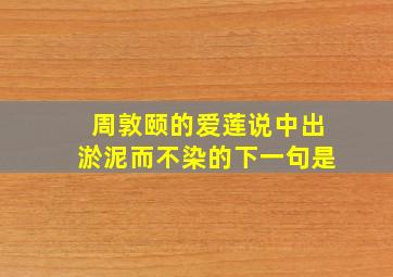 周敦颐的爱莲说中出淤泥而不染的下一句是