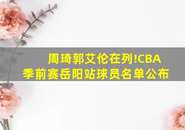 周琦郭艾伦在列!CBA季前赛岳阳站球员名单公布