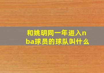 和姚明同一年进入nba球员的球队叫什么