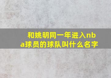 和姚明同一年进入nba球员的球队叫什么名字