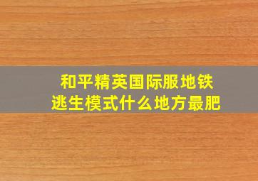 和平精英国际服地铁逃生模式什么地方最肥