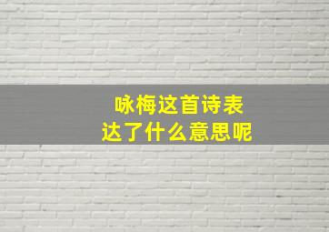 咏梅这首诗表达了什么意思呢