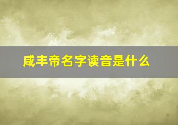 咸丰帝名字读音是什么