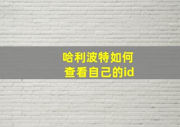 哈利波特如何查看自己的id