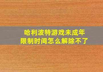 哈利波特游戏未成年限制时间怎么解除不了