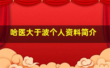 哈医大于波个人资料简介