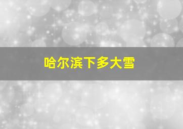 哈尔滨下多大雪