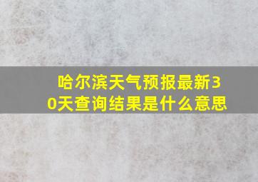 哈尔滨天气预报最新30天查询结果是什么意思