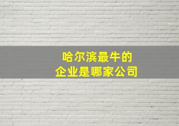 哈尔滨最牛的企业是哪家公司