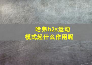 哈弗h2s运动模式起什么作用呢