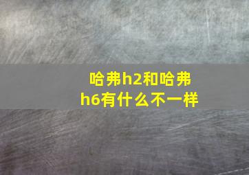 哈弗h2和哈弗h6有什么不一样