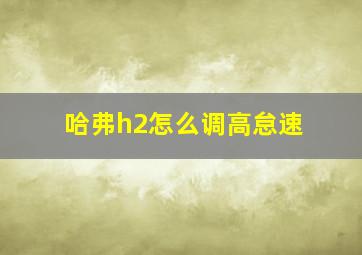 哈弗h2怎么调高怠速