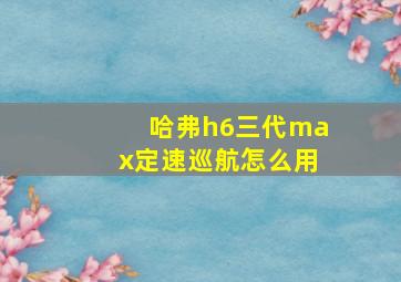 哈弗h6三代max定速巡航怎么用