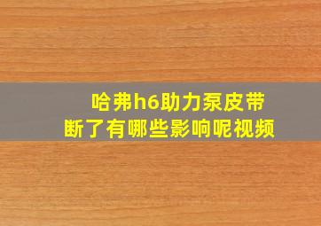 哈弗h6助力泵皮带断了有哪些影响呢视频