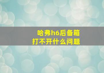 哈弗h6后备箱打不开什么问题