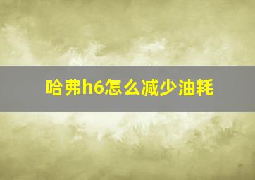 哈弗h6怎么减少油耗