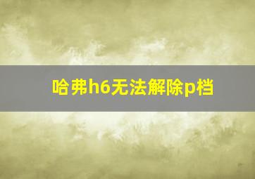 哈弗h6无法解除p档