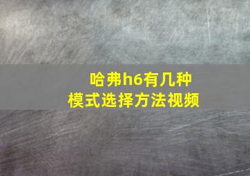 哈弗h6有几种模式选择方法视频