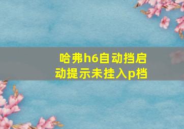 哈弗h6自动挡启动提示未挂入p档