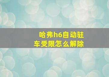 哈弗h6自动驻车受限怎么解除