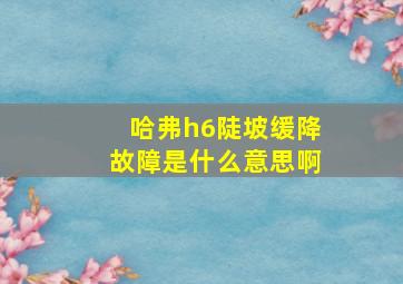 哈弗h6陡坡缓降故障是什么意思啊