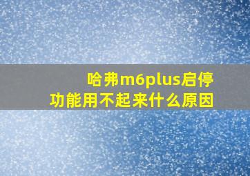 哈弗m6plus启停功能用不起来什么原因