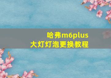 哈弗m6plus大灯灯泡更换教程