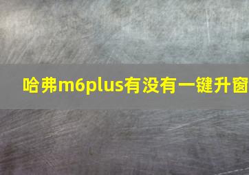 哈弗m6plus有没有一键升窗