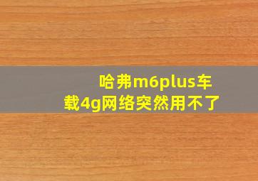 哈弗m6plus车载4g网络突然用不了