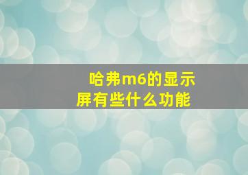 哈弗m6的显示屏有些什么功能