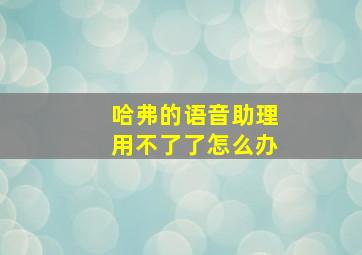 哈弗的语音助理用不了了怎么办