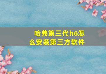 哈弗第三代h6怎么安装第三方软件