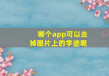 哪个app可以去掉图片上的字迹呢